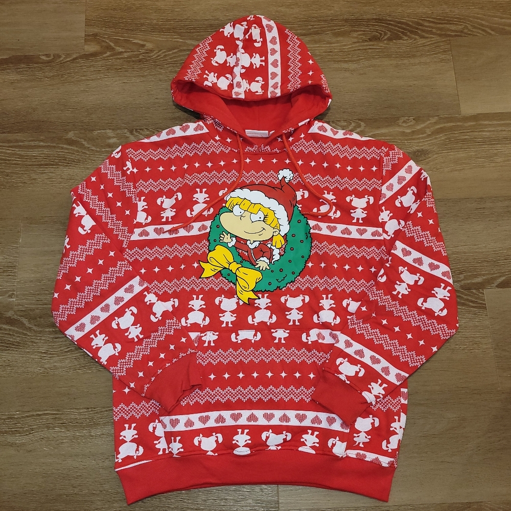 Nickelodeon Rugrats Angelica Pickles Christmas Hoodie Red Women’s Size Medium
